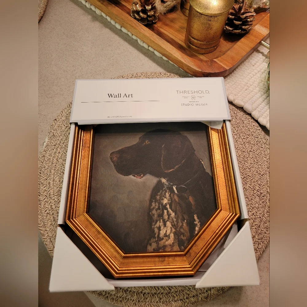 Threshold Studio McGee Octagonal Gold Framed Dog Portrait - Picture 2 of 3